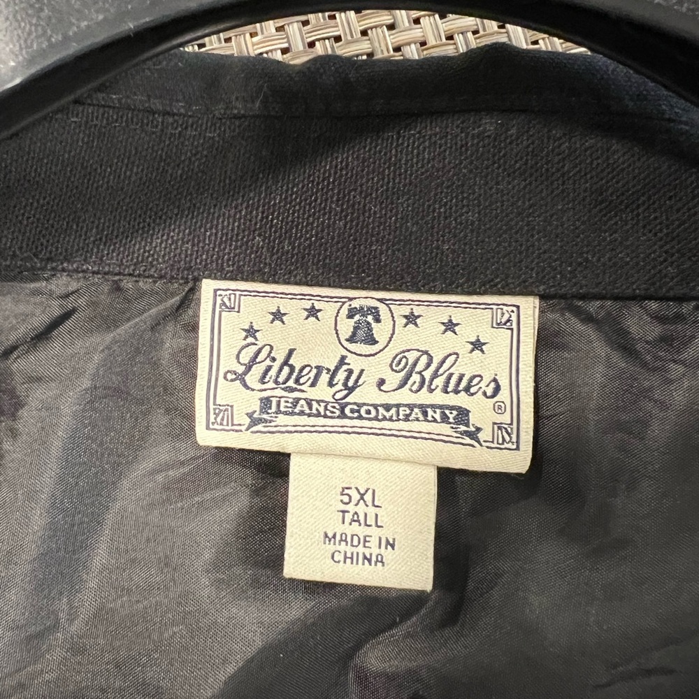 Liberty Blues Men's Black Shirt Jacket Unlined Cotton Twill 5 XL Tall - Picture 4 of 11